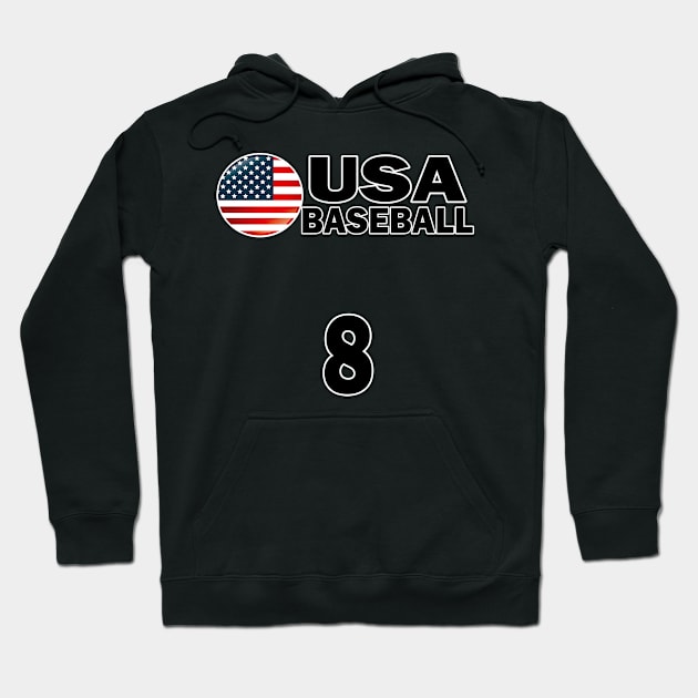 USA Baseball Number 8 T-shirt Design Hoodie by werdanepo